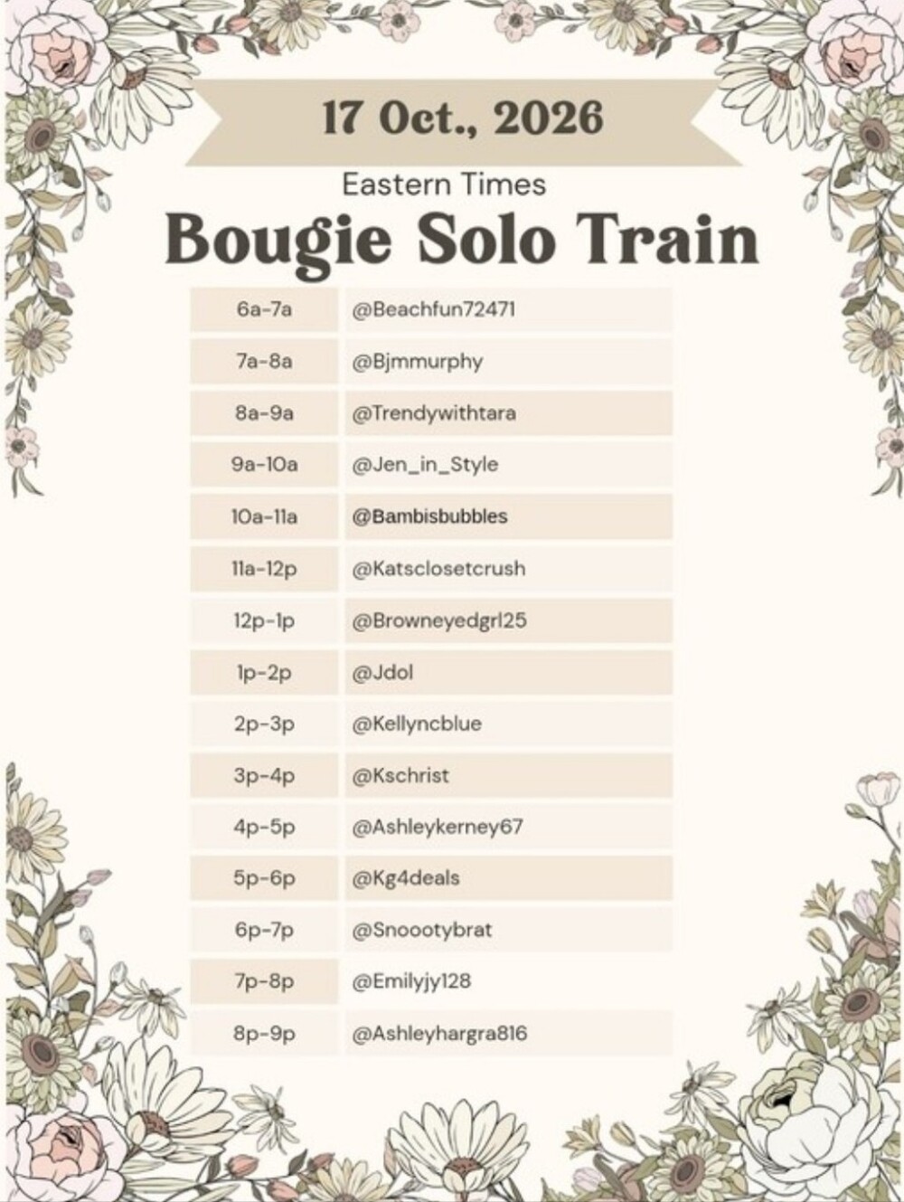 Bougie On A Budget Solo Train 10am